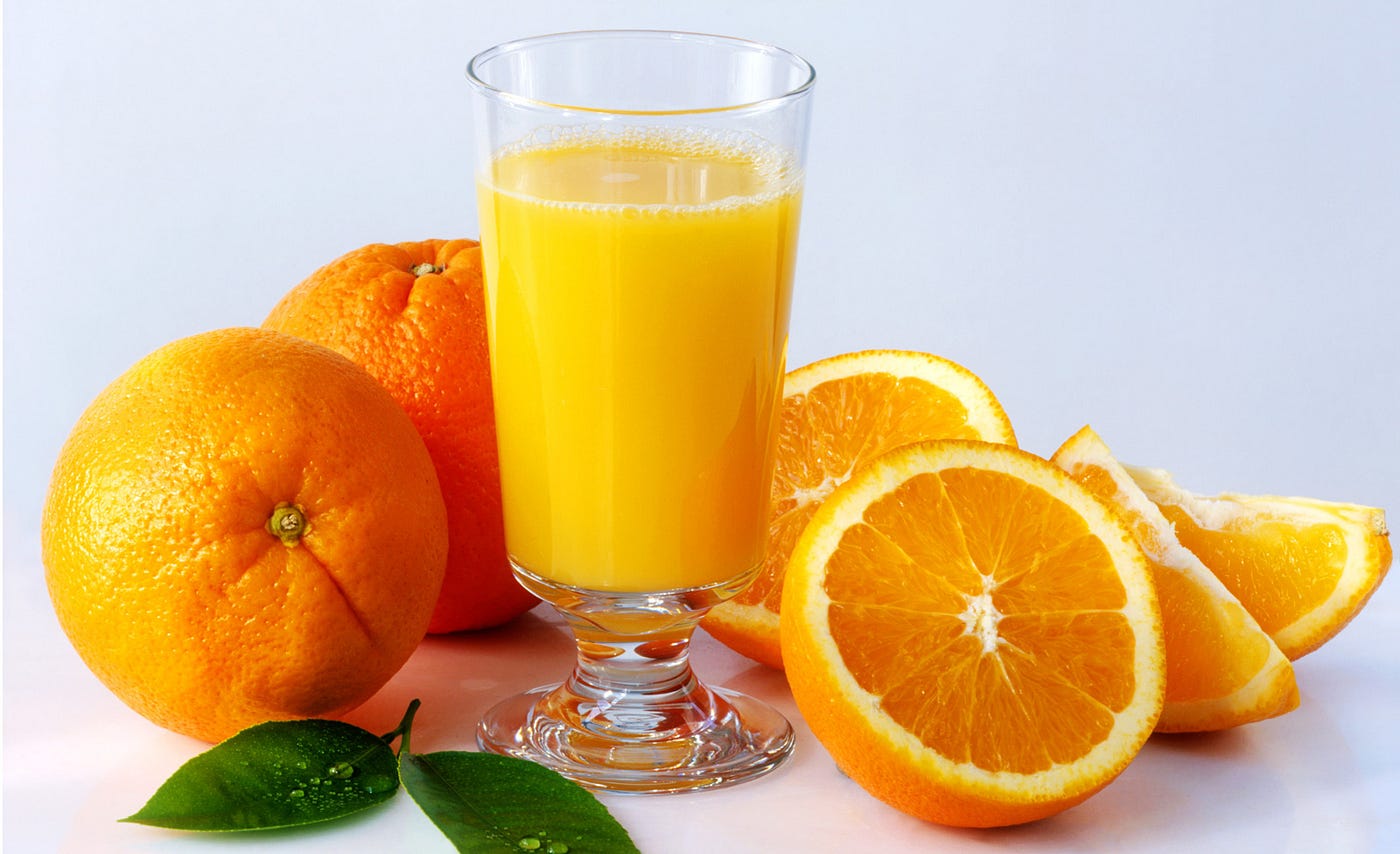 food items for breakfast - orange juice